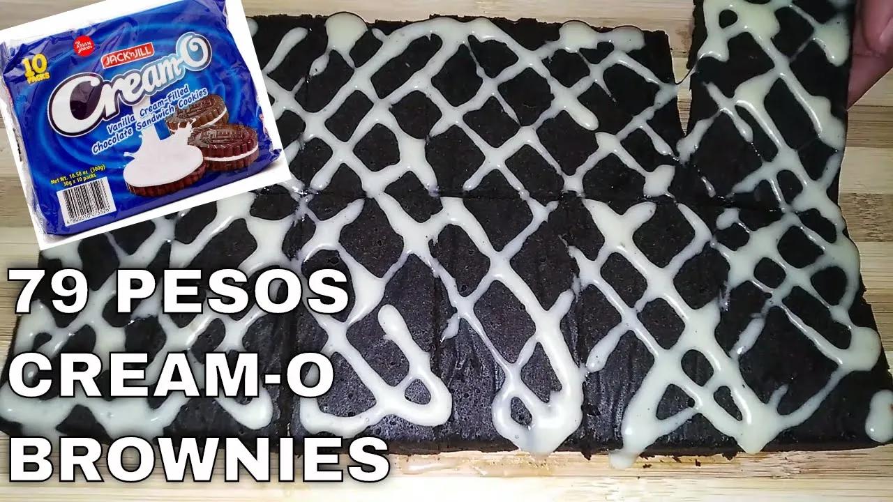 79 PESOS CREAM-O BROWNIES | No Bake 2 Ingredients Cream-O Brownies | Cream O Dessert Recipe thumbnail