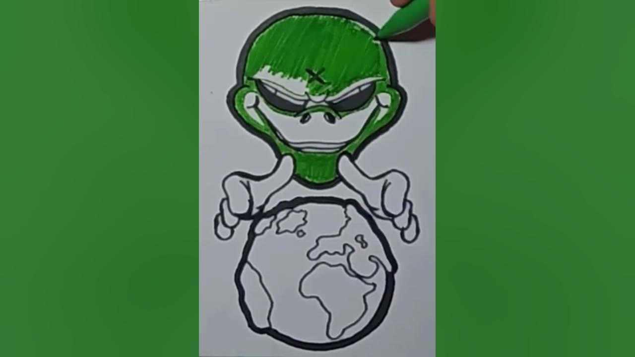 drawing allien inversin earth #grafity #shorts thumbnail