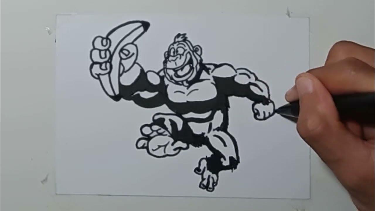 Drawing cartoon gorilla thumbnail