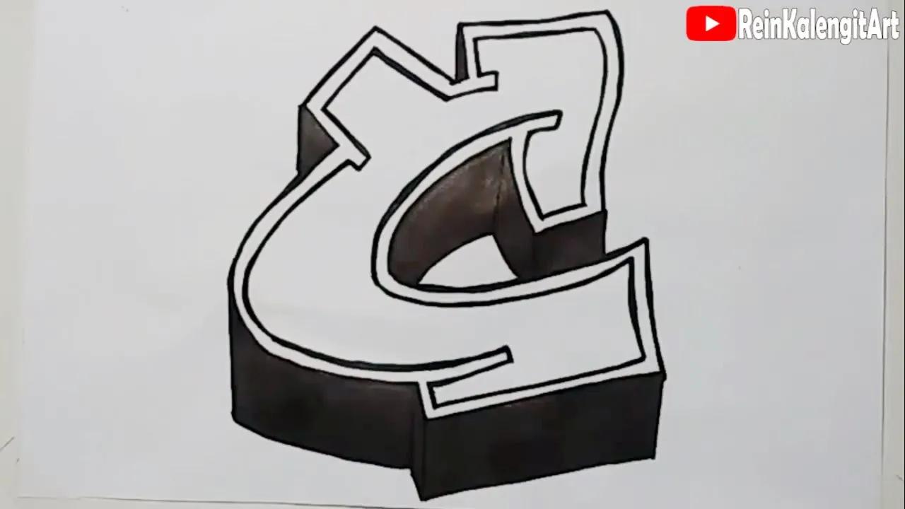 Menggambar Grafity Letter C 3D Keren thumbnail