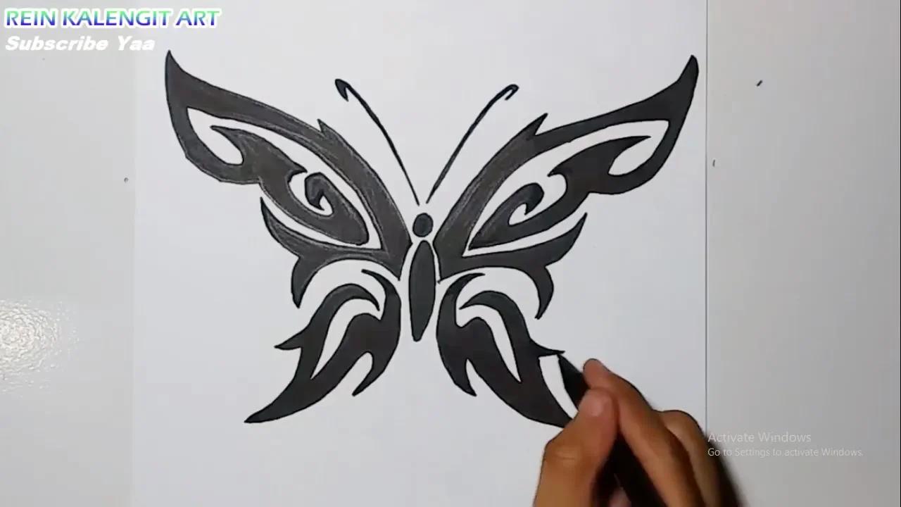 Menggambar Tatto Tribal Kupu-Kupu Simpel Dan Keren thumbnail