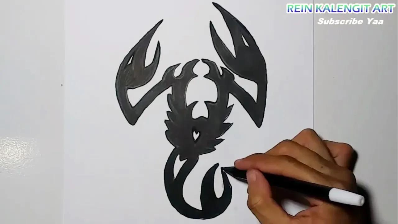 Menggambar Tatto Tribal Scorpion Simpel & Keren thumbnail