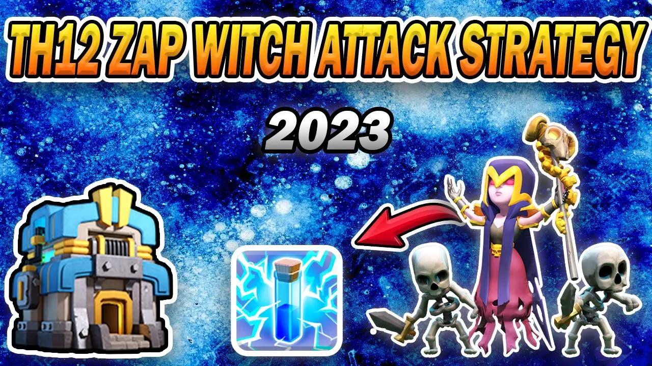 TH12 Zap Witch Attack Strategy 2023 | Best TH12 Golem Bowler Witch Attack (Clash of Clans) thumbnail