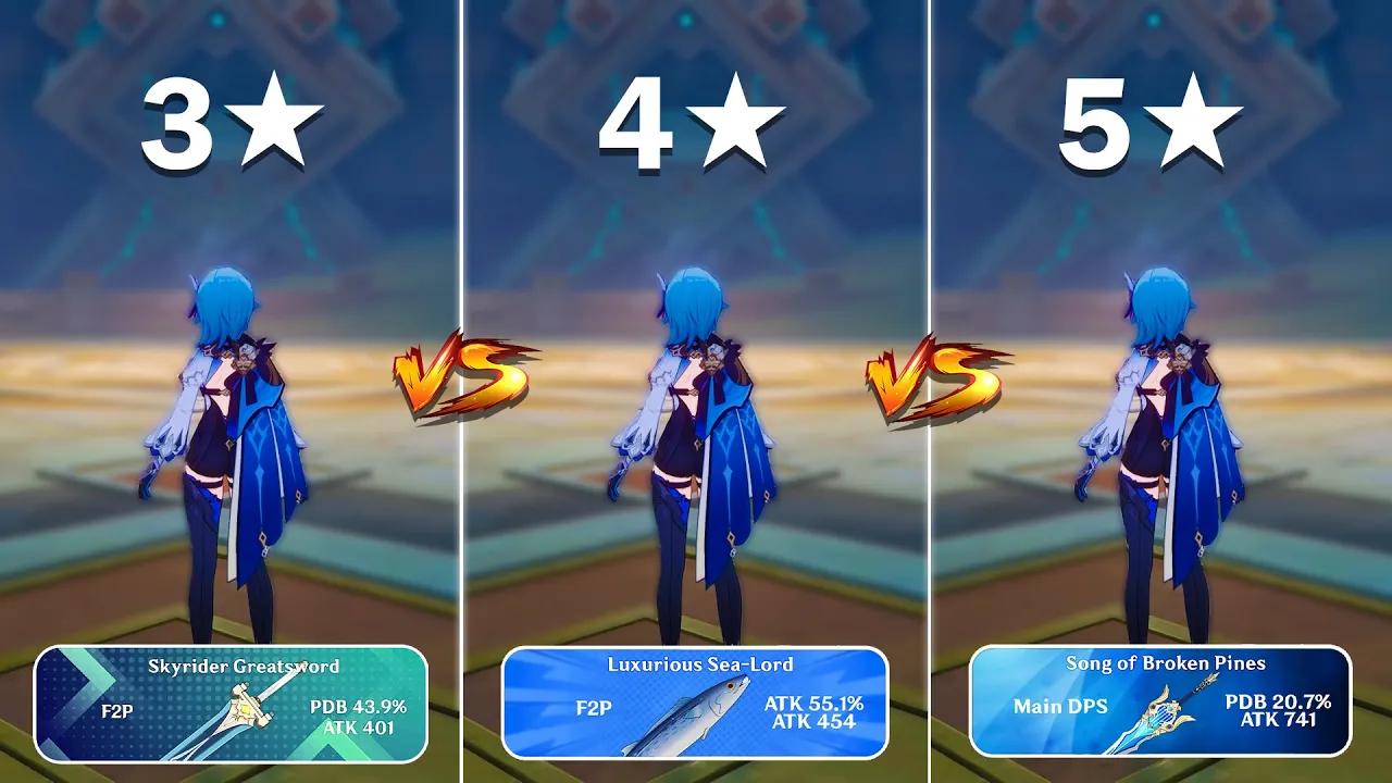 Eula Weapon Comparison: 3 STAR vs 4 STAR vs 5 STAR! How Much is the Difference? [ Genshin Impact ] thumbnail