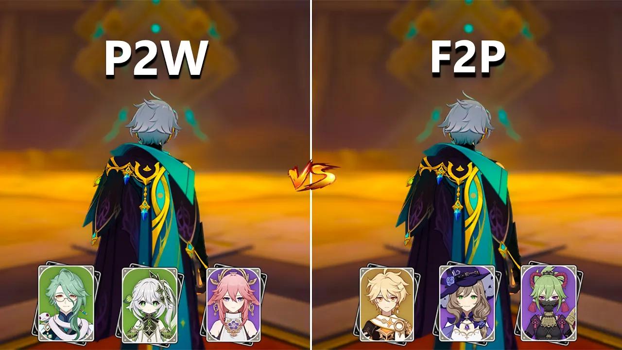 Alhaitham P2W Team vs F2P Team Comparison !! How much is the difference?? [ Genshin Impact ] thumbnail