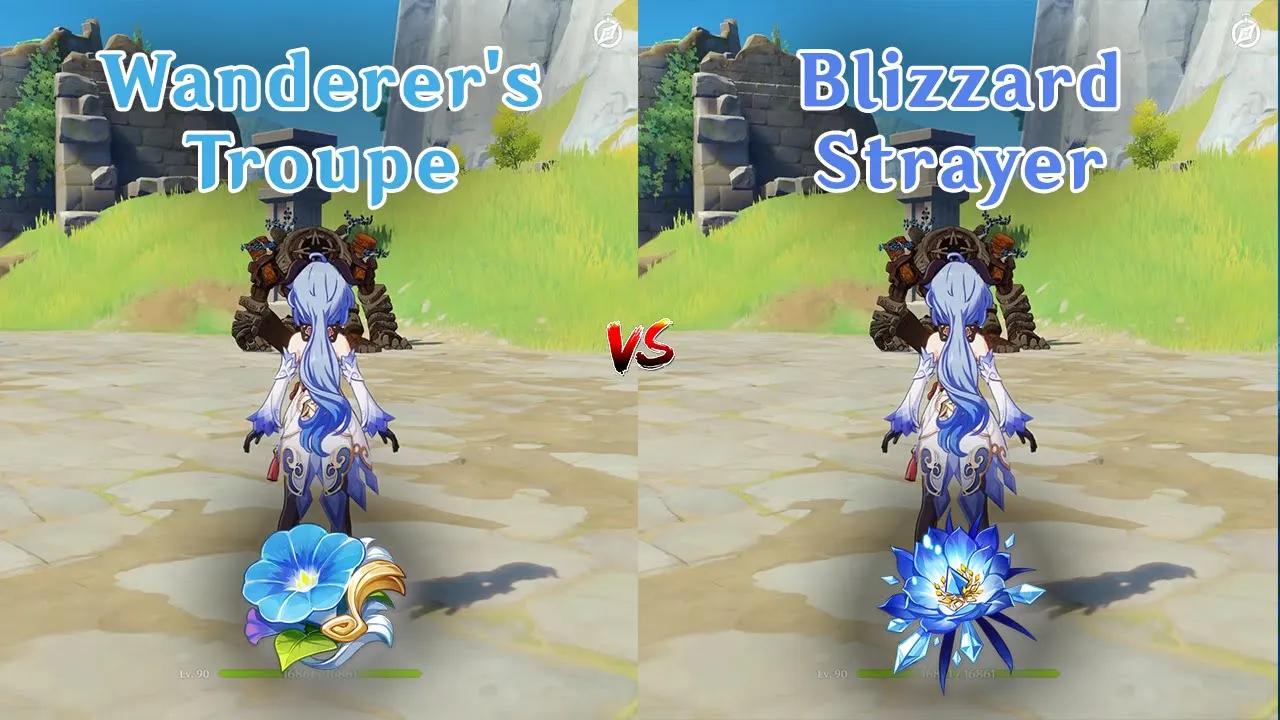 Ganyu Artifacts Comparison, Blizzard Strayer vs Wanderer's Troupe!! gameplay COMPARISON!! thumbnail