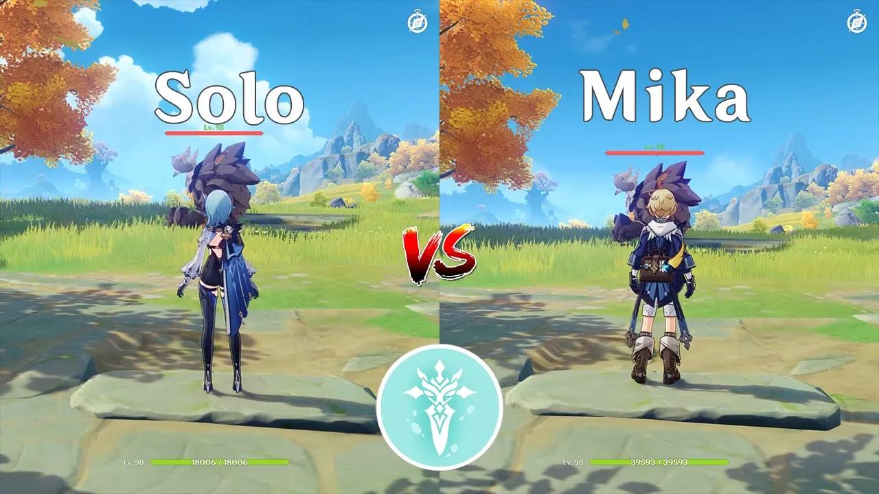 Solo Eula vs with Mika ! How much is the Difference? Gameplay DMG COMPARISON [ Genshin Impact ] thumbnail