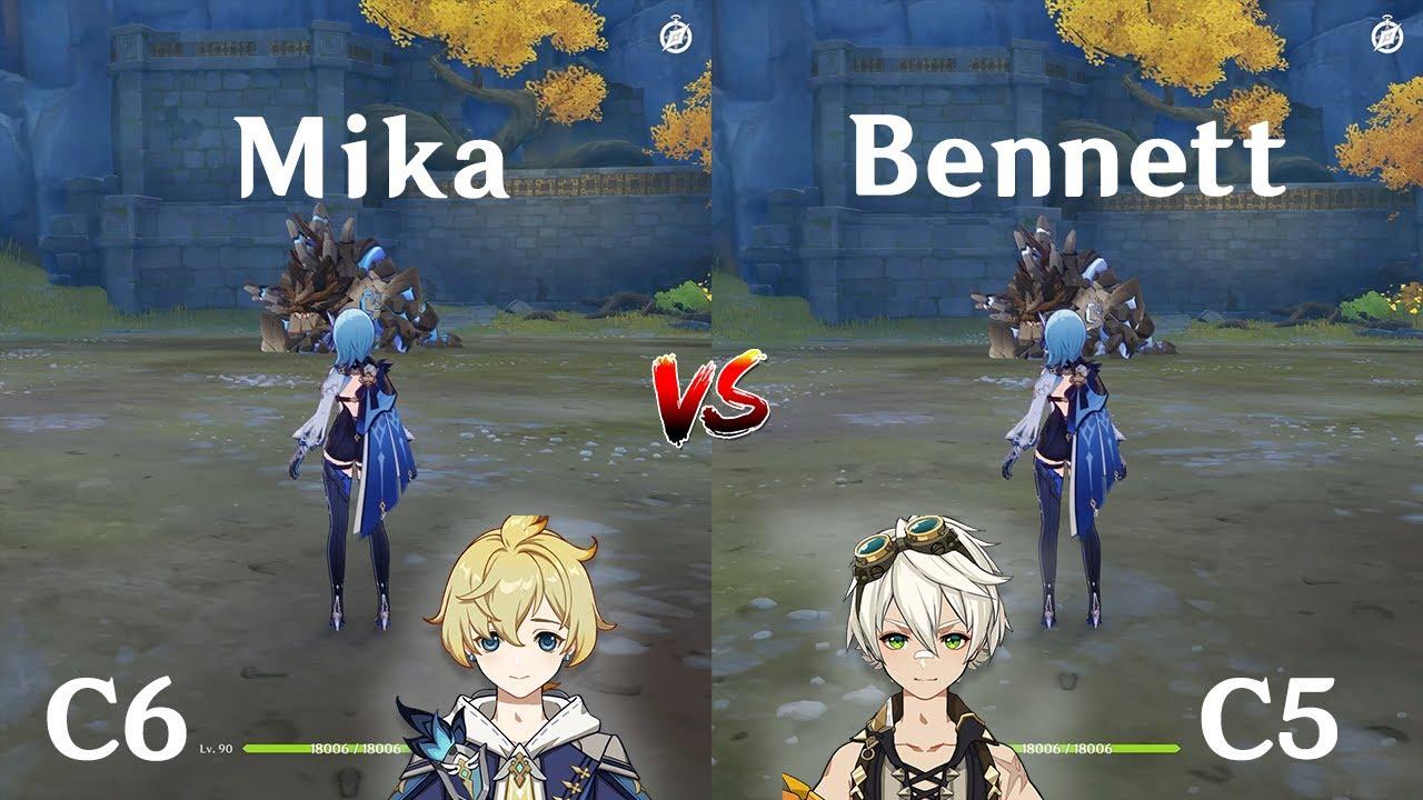 Mika vs Bennett buff comparison! How much is the Difference? Gameplay COMPARISON [ Genshin Impact ] thumbnail