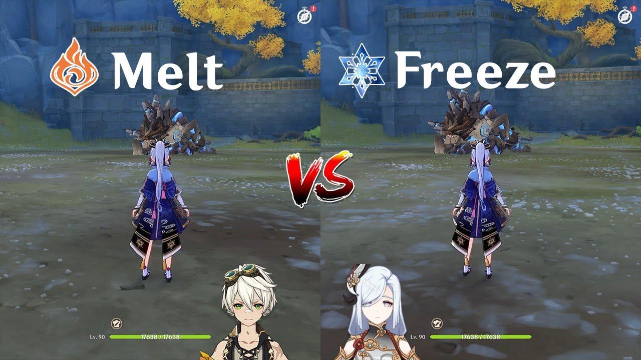 Ayaka Melt vs Ayaka Freeze !! How much is the difference?? gameplay comparison [ Genshin Impact ] thumbnail