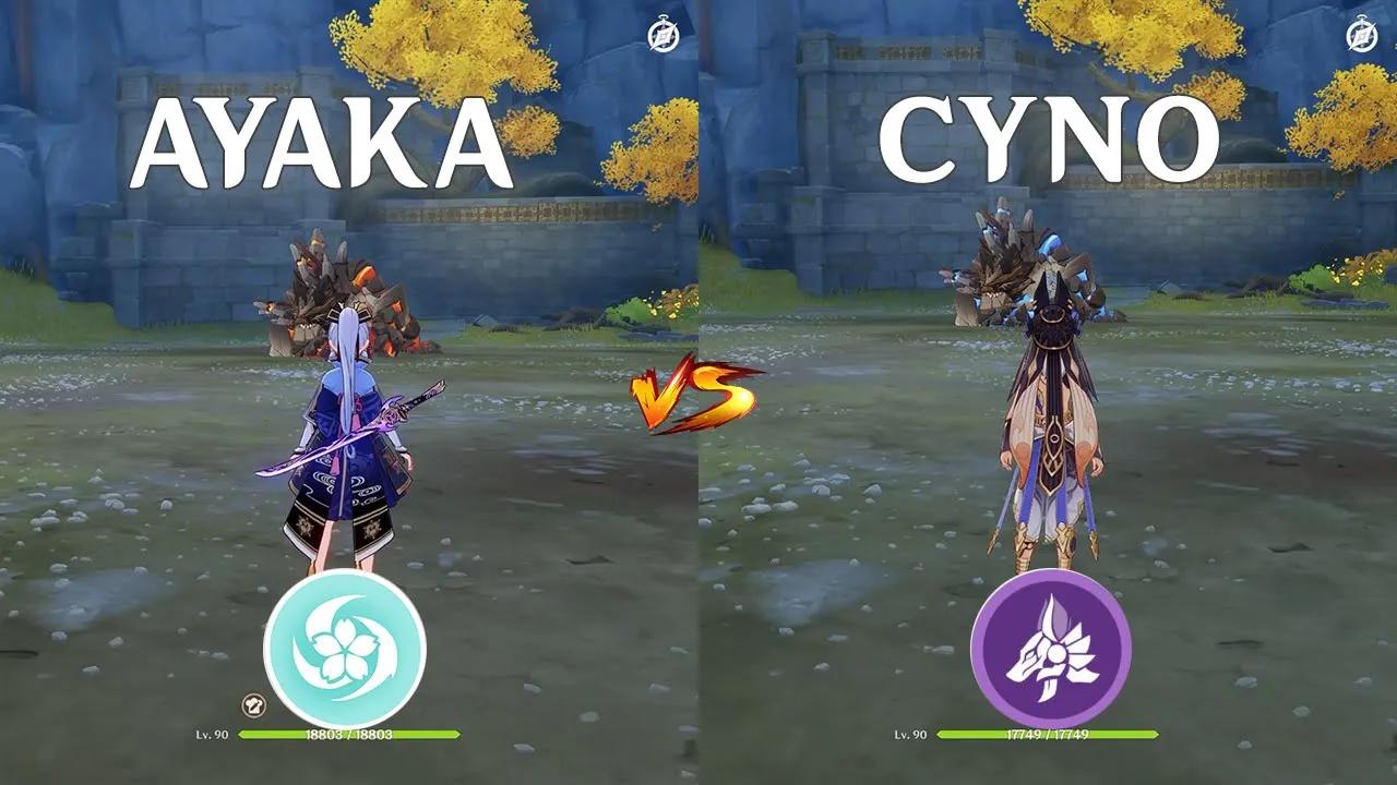 Ayaka vs Cyno!! gameplay comparison!! Who is the best DPS? | Genshin Impact | thumbnail