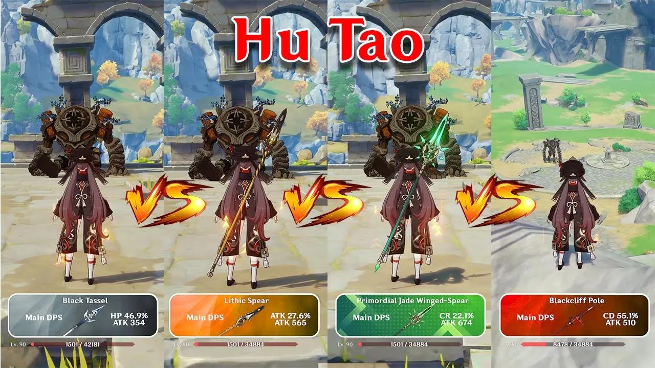 Best weapon for Hu Tao ?? Primordial Jade Spear vs F2P Weapons!! which one is the best?? thumbnail