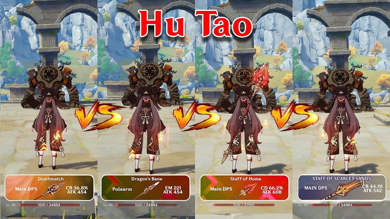 Hu Tao Weapon Comparison!! Staff of Homa vs ALL Weapons!! which one is the best?? Genshin Impact!!! thumbnail