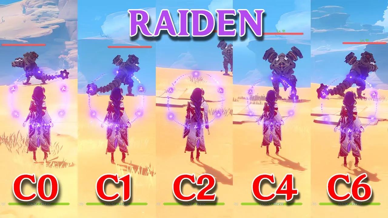 C0 Raiden vs C4 Raiden vs C6 Raiden comparison!! How Much is the Difference?? gameplay Comparison!! thumbnail