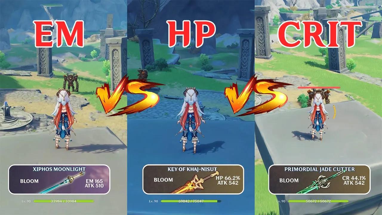 Nilou EM Build vs HP Build CRIT Build!! which is the best? Gameplay COMPARISON!! thumbnail