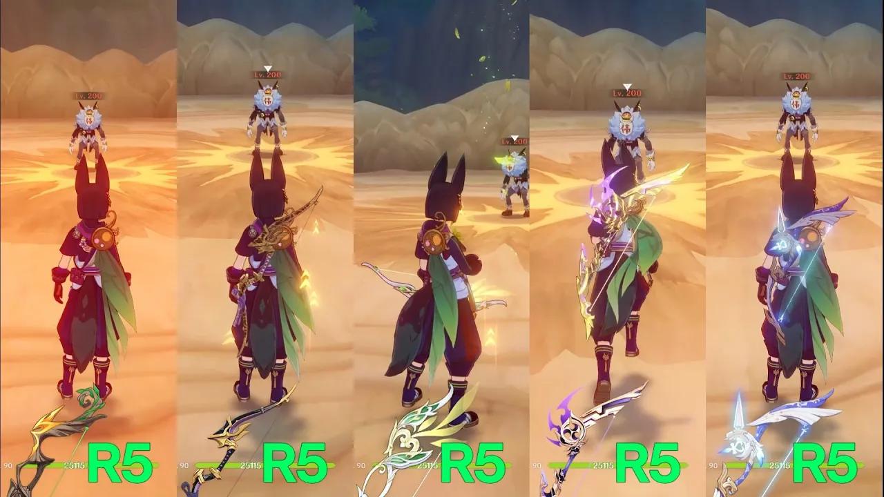 Tighnari Weapon Comparison, Hunter's Path vs ALL Bow Weapons COMPARISON!!! thumbnail