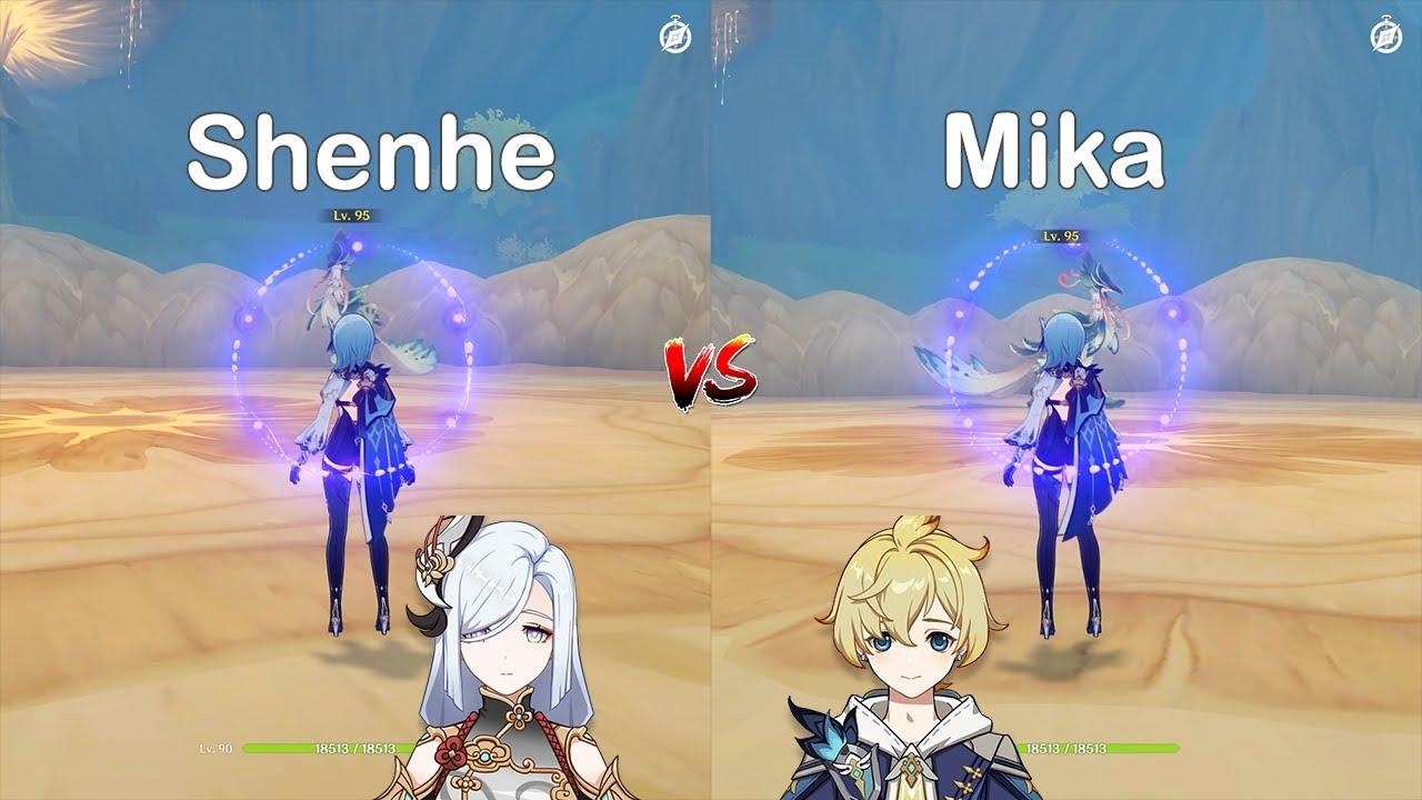 Mika vs Shenhe buff comparison! How much is the Difference? Gameplay COMPARISON [ Genshin Impact ] thumbnail