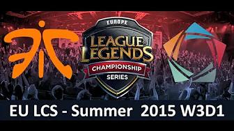 FNC vs EL EU LCS Championship series Summer Split 2015 W3D1 Fnatic vs Elements Game Highlights thumbnail