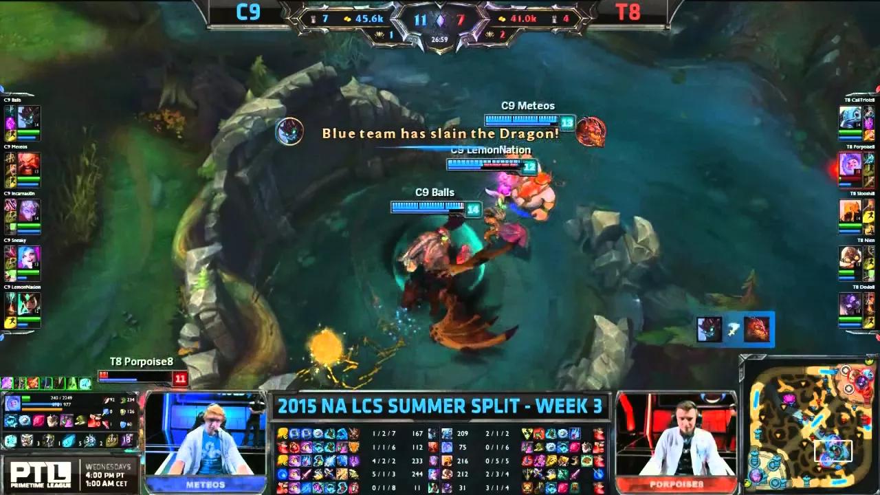 C9 vs T8 NA LCS Championship series Summer Split 2015 W3D2 Cloud9 vs Team 8 Game Highlights thumbnail