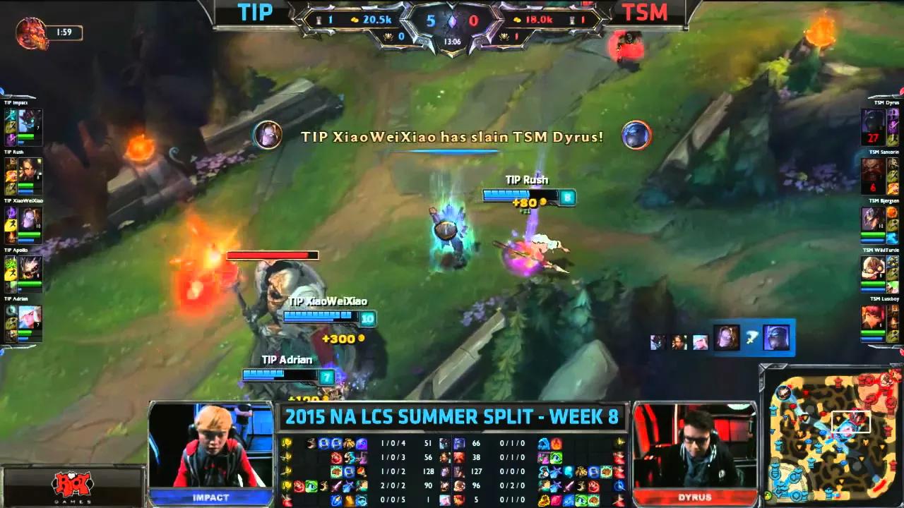 TIP vs TSM NA LCS Championship series Summer Split 2015 W8D1 Team Impulse vs Team SoloMid Highlights thumbnail