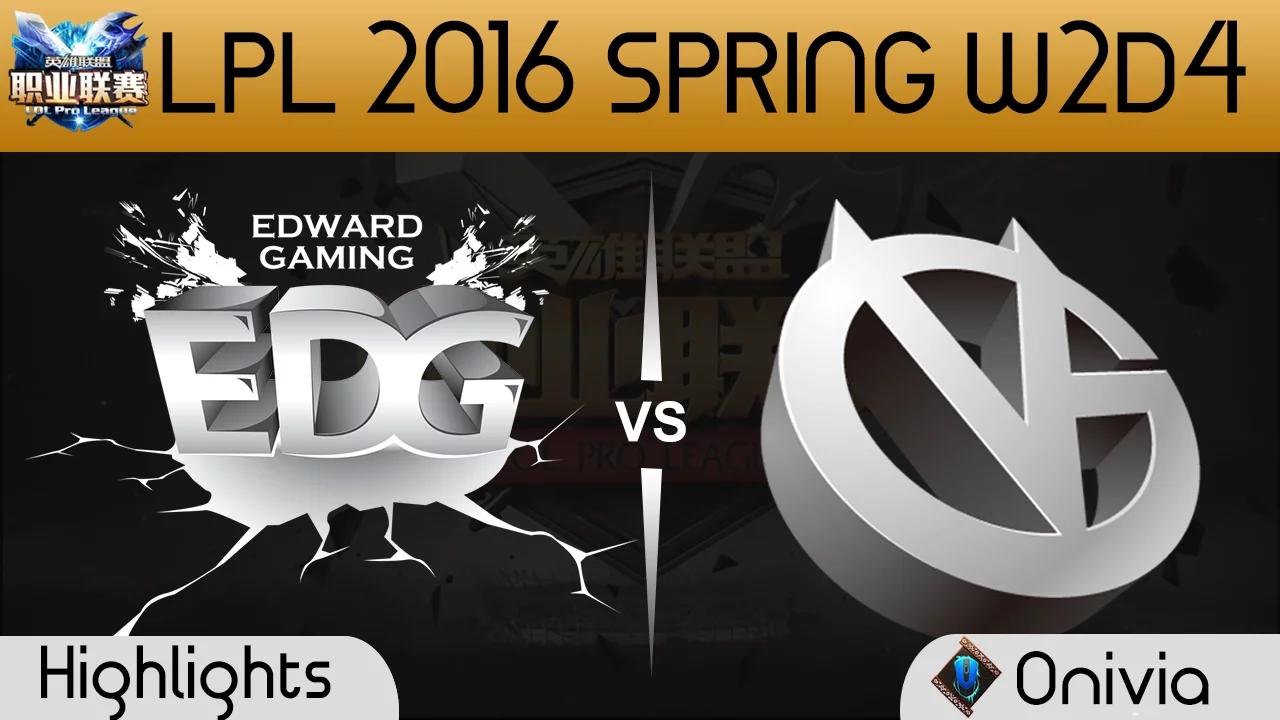 EDG vs VG Game 1 highlights Tencent LPL LoL Pro League 2016 W2D4 Edward Gaming vs Vici Gaming thumbnail