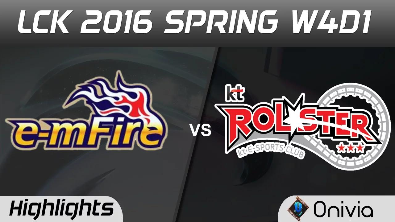 EMF vs KT Game 1 Highlights LCK Champions 2016 Spring W4D1 E mFire vs KT Rollster thumbnail