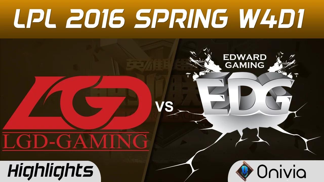 LGD vs EDG highlights Game 1 Tencent LPL LoL Pro League 2016 W4D1 LGD Gaming vs Edward Gaming thumbnail