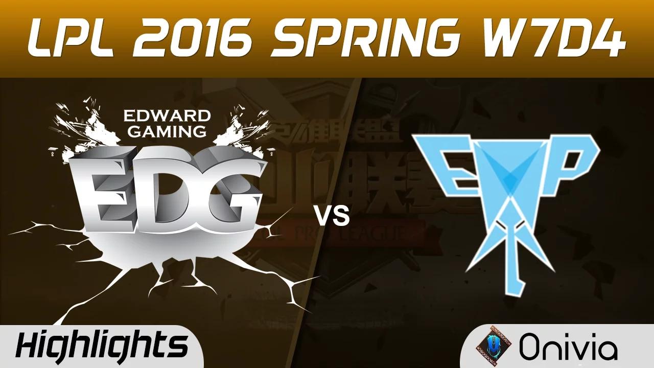 EDG vs EPA Highlights Game 1 Tencent LPL LoL Pro League 2016 W7D4 Edward Gaming vs Energy Pacemaker thumbnail