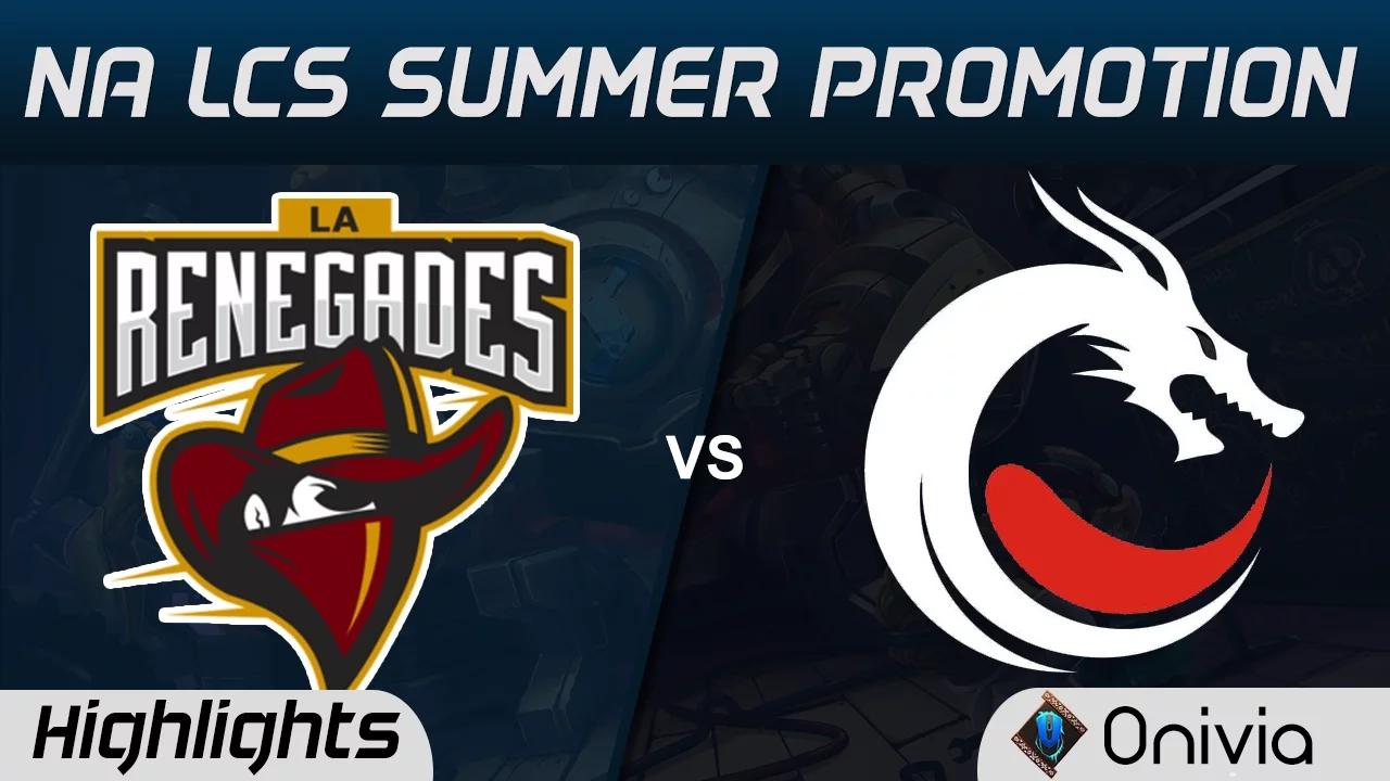 REN vs TDK Highlights Game 1 NA LCS Summer Promotion Tournament 2016 Renegades vs Dragon Knights thumbnail