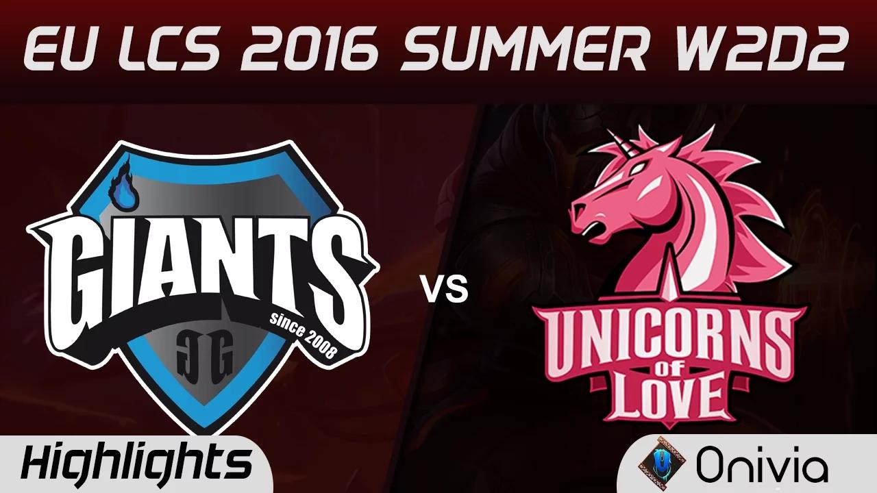 GIA vs UOL highlights Game 1 EU LCS 2016 Summer W2D2 Giants vs Unicorns of Love thumbnail