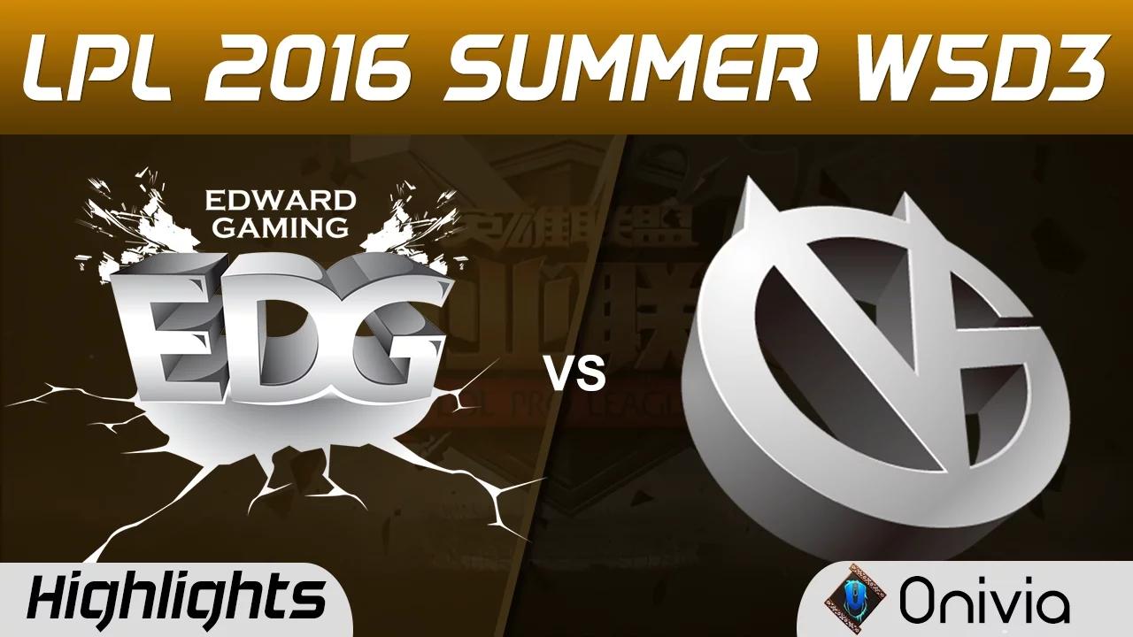 EDG vs VG Highlights Game 1 Tencent LPL Summer 2016 W5D3 Edward Gaming vs Vici Gaming thumbnail