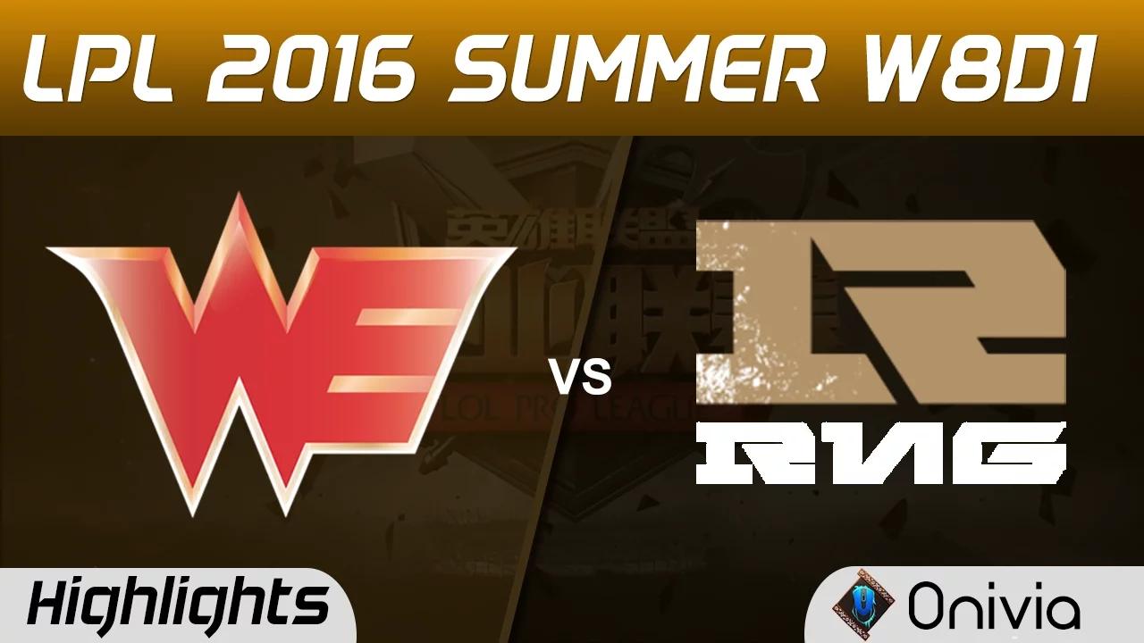 WE vs RNG Highlights Game 1 Tencent LPL Summer 2016 W8D1 Team WE vs Royal Never Give Up thumbnail