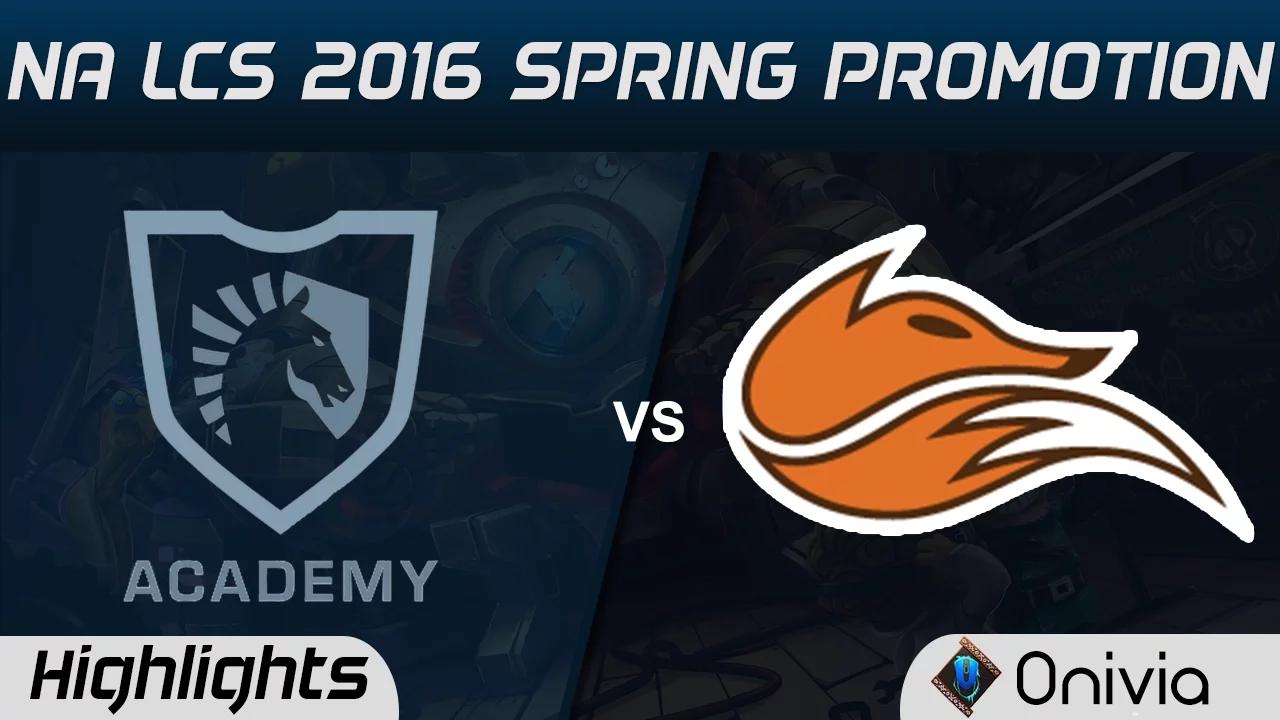 TLA vs FOX  highlights Game 2 NA LCS 2016 Spring Promotion Team Liquid Academy vs Echo Fox thumbnail