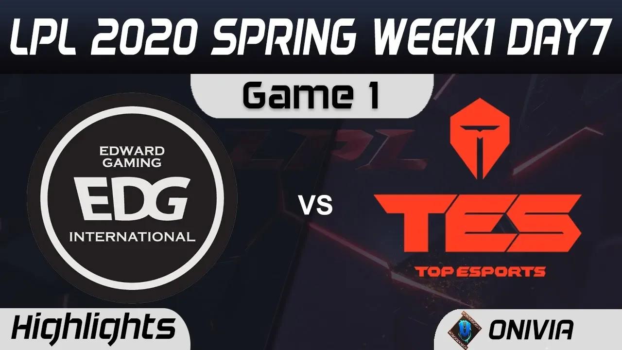 EDG vs TES Highlights Game 1 LPL Spring 2020 W1D7 Edward Gaming vs Top Esports LPL Highlights 2020 b thumbnail