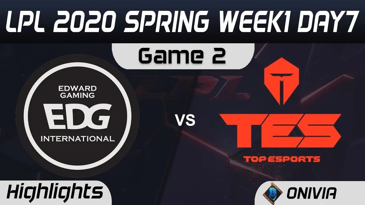 EDG vs TES Highlights Game 2 LPL Spring 2020 W1D7 Edward Gaming vs Top Esports LPL Highlights 2020 b thumbnail