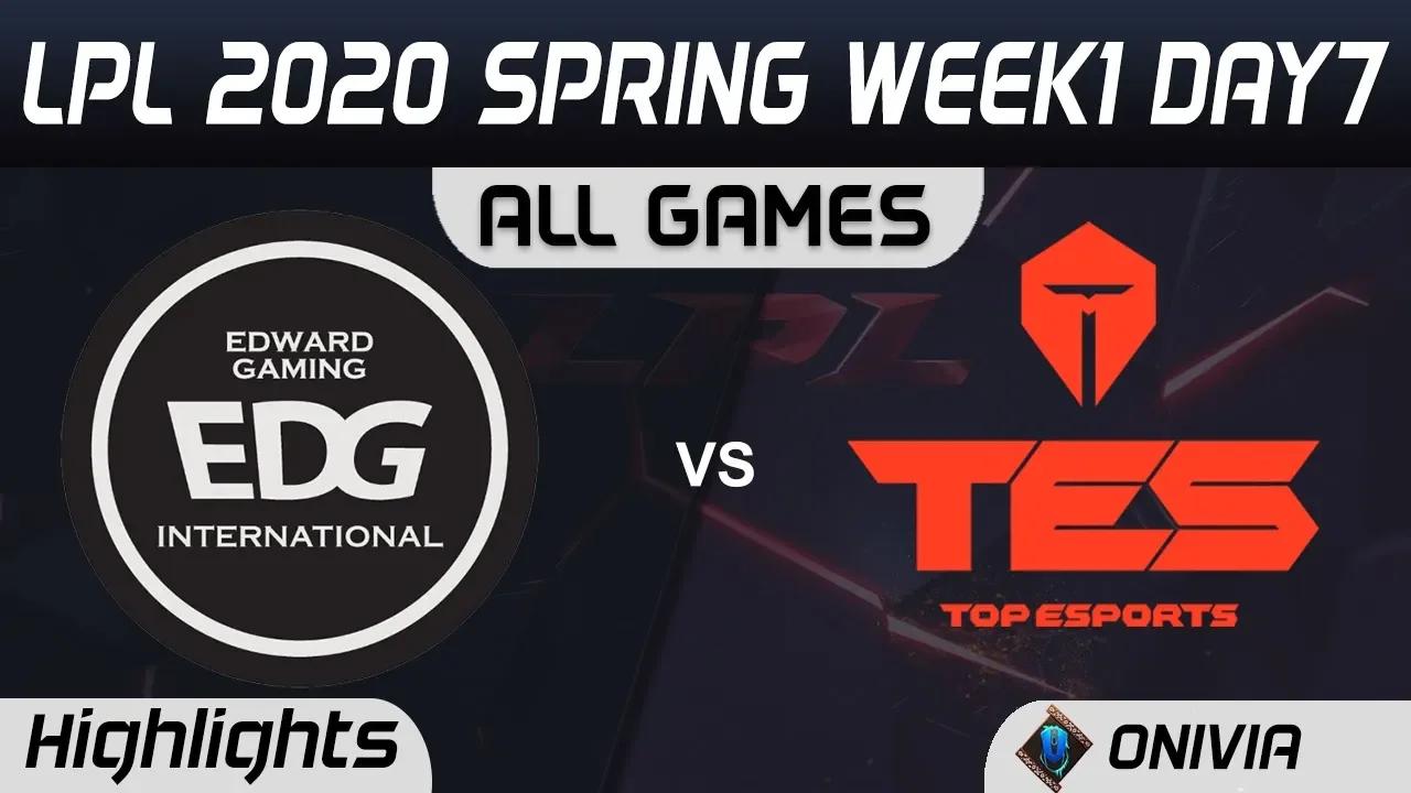 EDG vs TES ALL GAMES Highlights LPL Spring 2020 W1D7 Edward Gaming vs Top Esports LPL Highlights 202 thumbnail