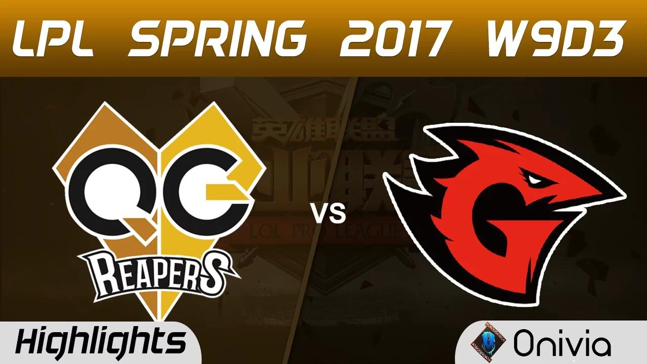 QG vs GT Highlights Game 1 LPL Spring 2017 W9D3 QG Reapers vs Game Talents thumbnail