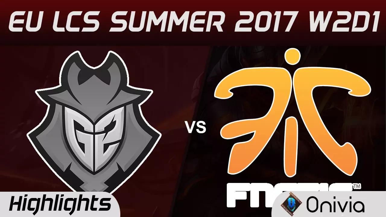 G2 vs FNC Highlights Game 1 EU LCS SUMMER 2017 G2 Esports vs Fnatic by Onivia thumbnail