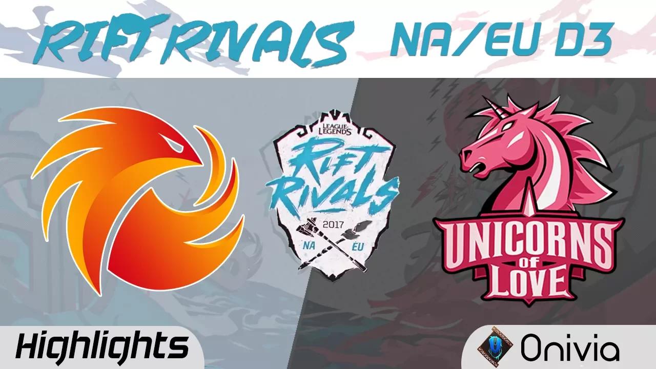 P1 vs UOL Highlights Rift Rivals EU & NA 2017 Phoenix1 vs Unicorns of Love by Onivia thumbnail