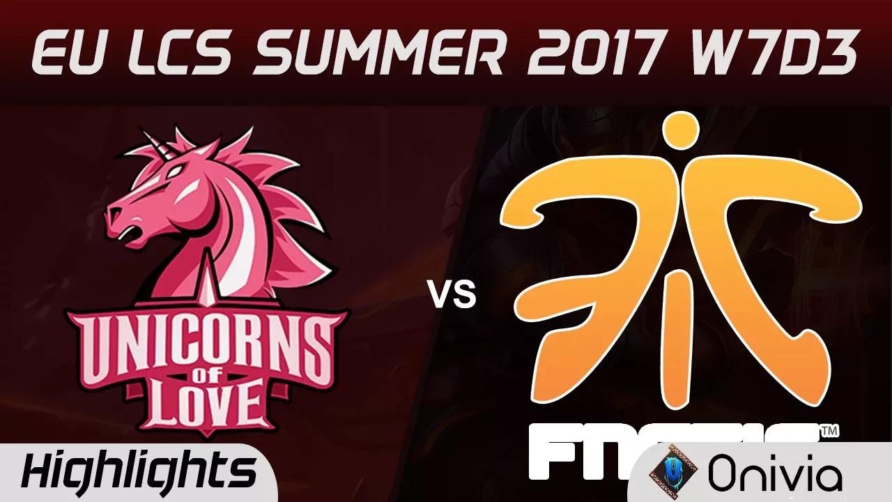 UOL vs FNC Highlights Game 1 EU LCS SUMMER 2017 Unicorns of Love vs Fnatic by Onivia thumbnail