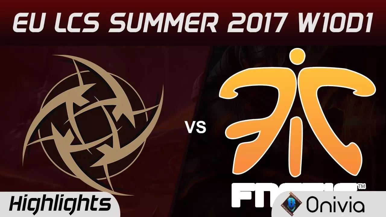 NIP vs FNC Highlights Game 2 EU LCS SUMMER 2017 Ninjas in Pyjamas vs Fnatic by Onivia thumbnail