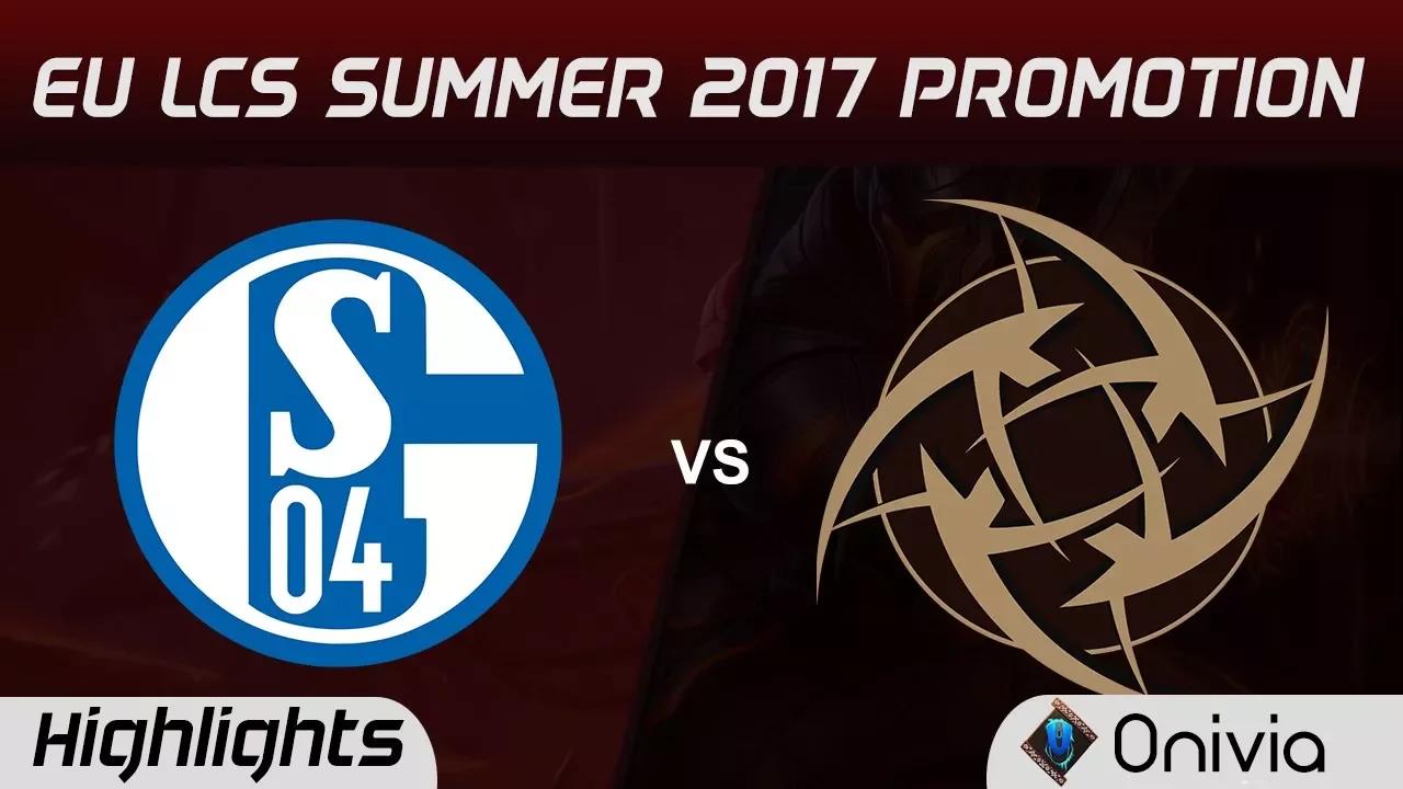 S04 vs NIP Highlights Game 1 EU LCS SUMMER 2017 Promotion Schalke 04 vs Ninjas in Pyjamas by Onivia thumbnail