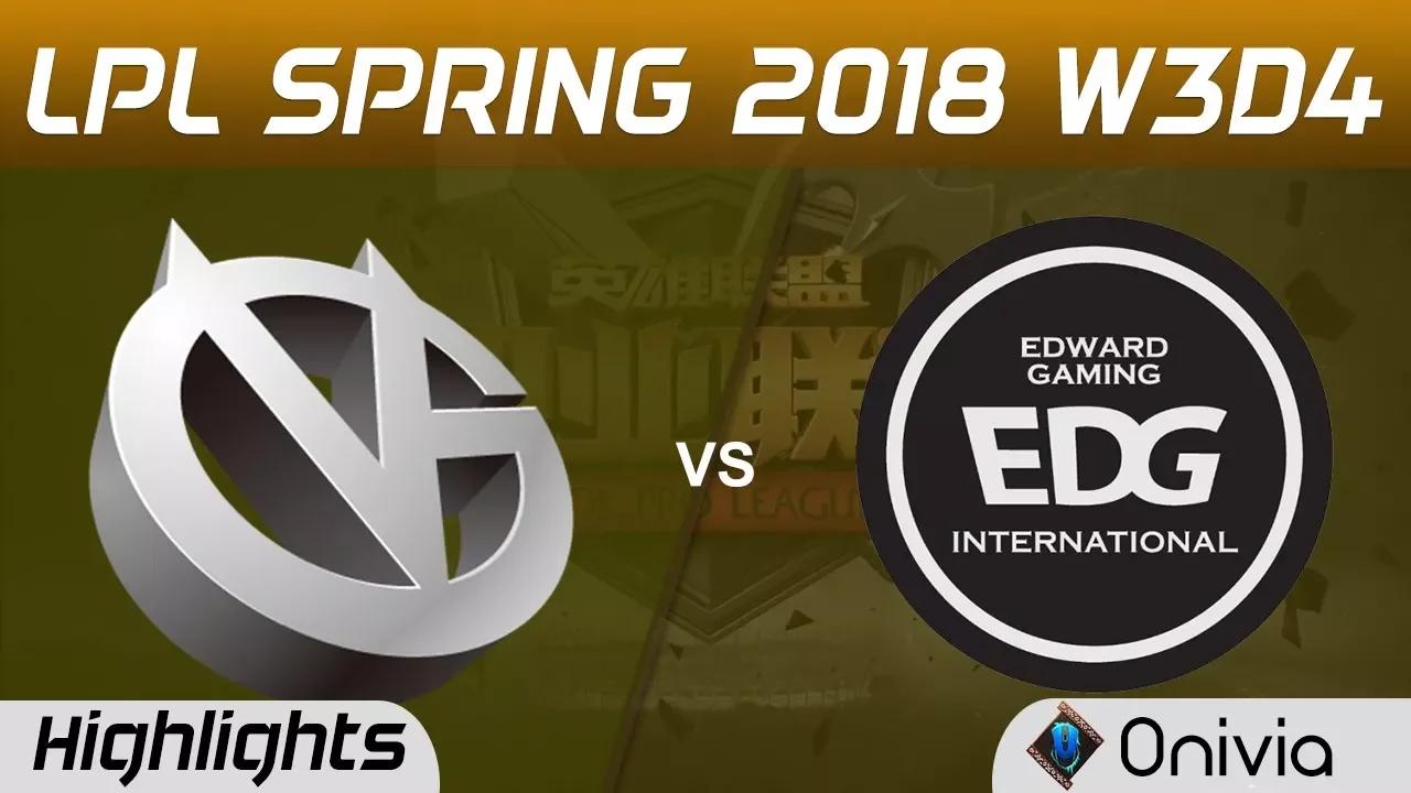 VG vs EDG Highlights Game 1 LPL Spring 2018 W3D4 Vici Gaming vs Edward Gaming by Onivia thumbnail