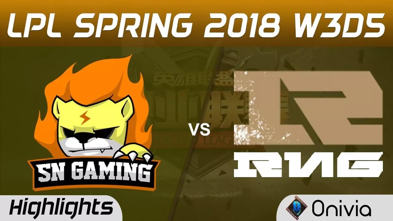 SNG vs RNG Highlights Game 1 LPL Spring 2018 W3D5 Suning Gaming vs Royal Never Give Up by Onivia thumbnail