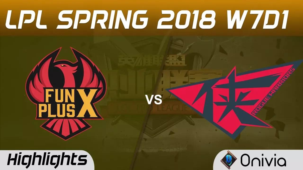 FPX vs RW Highlights Game 2 LPL Spring 2018 W7D1 FunPlus Phoenix vs Rouge Warriors by Onivia thumbnail