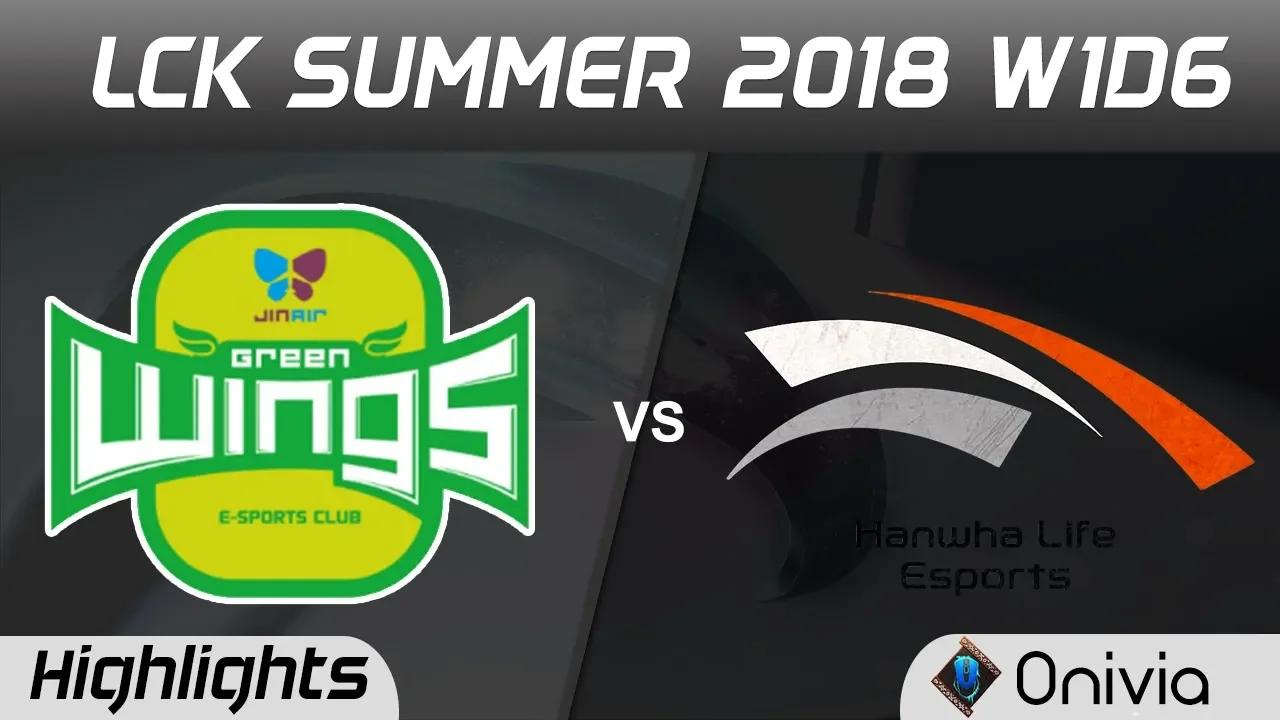 JAG vs HLE Highlights Game 1 LCK Summer 2018 W1D6 Jin Air Green Wing vs Hanwha Life Esports by Onivi thumbnail