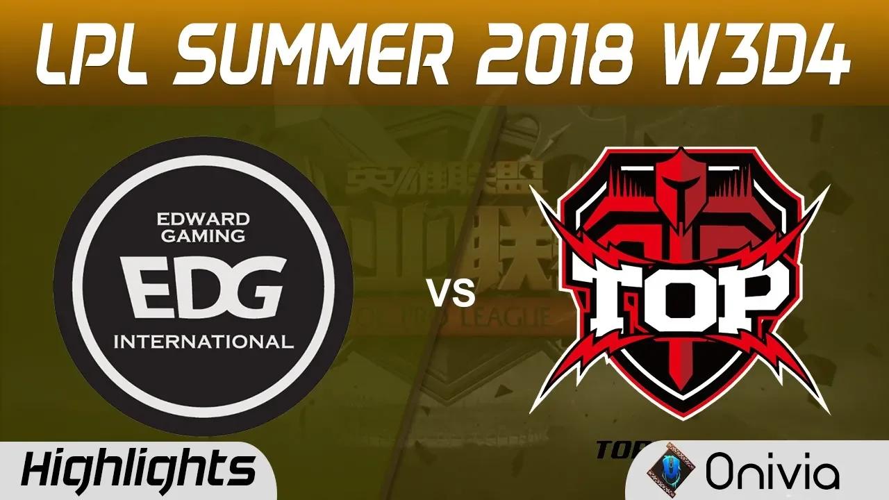 EDG vs TOP Highlights Game 2 LPL Summer 2018 W3D4 Edward Gaming vs Topsports Gaming by Onivia thumbnail