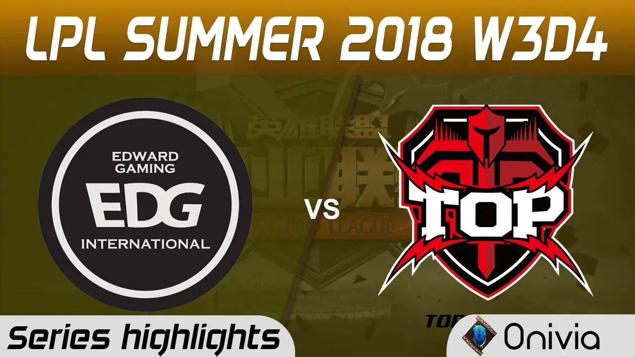 EDG vs TOP Series Highlights LPL Summer 2018 W3D4 Edward Gaming vs Topsports Gaming by Onivia thumbnail