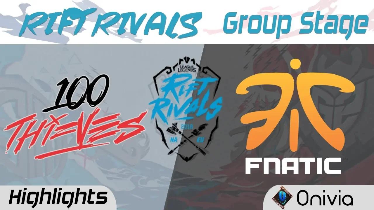 100 vs FNC Highlights Rift Rivals NA EU 2018 100Thieves vs Fnatic by Onivia thumbnail