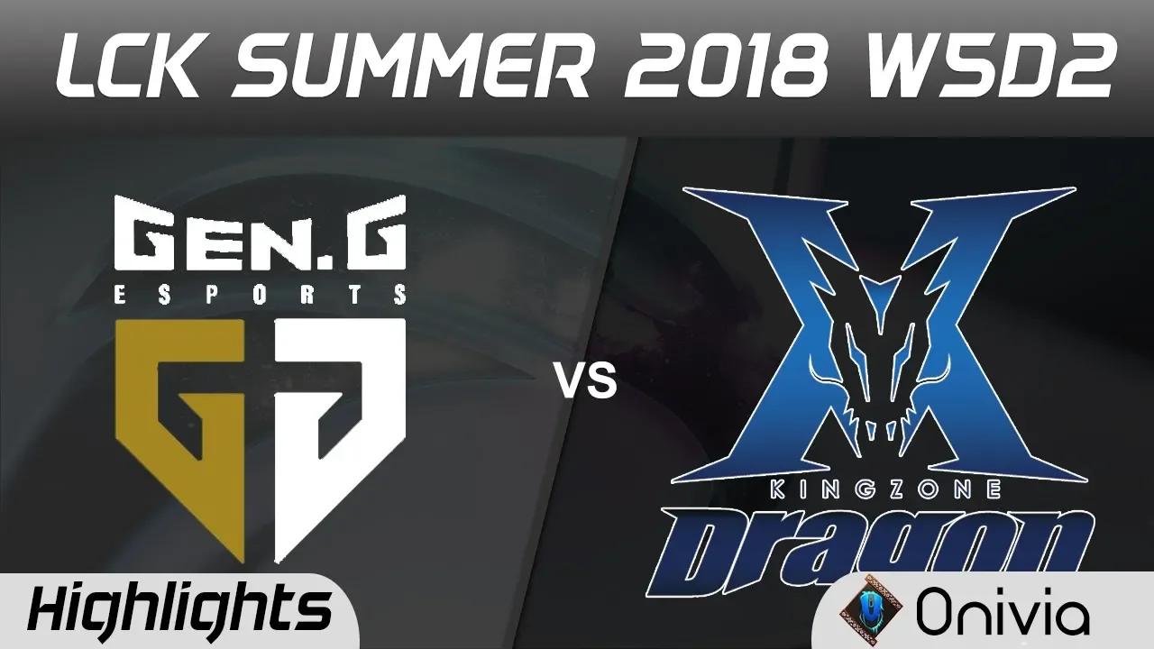 GEN vs KZ Highlights Game 1 LCK Summer 2018 W5D2 Gen G Esports vs KingZone DragonX by Onivia thumbnail