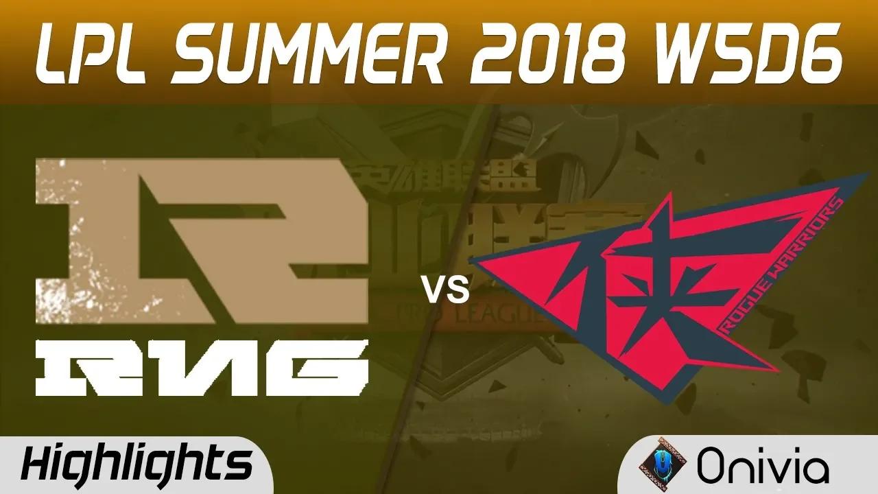 RNG vs RW Highlights Game 1 LPL Summer 2018 W5D6 Royal Never Give Up vs Rogue Warriors by Onivia thumbnail